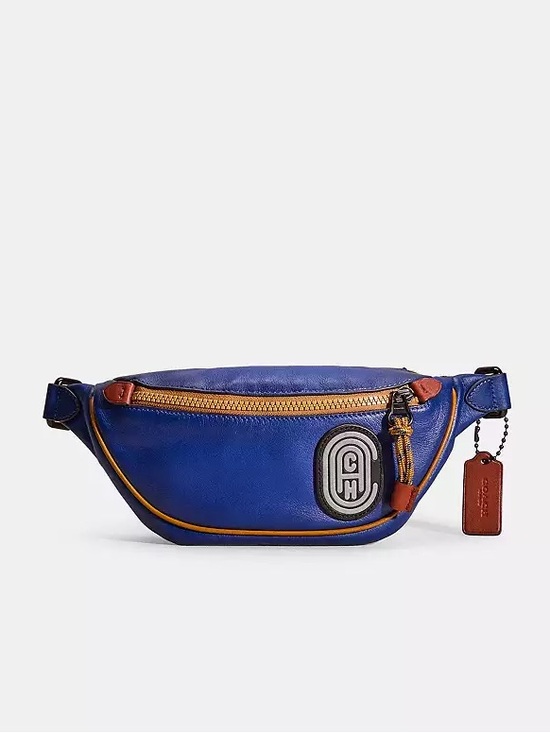 Coach Handbags - EUC Unisex Coach Rivington Belt Bag Blue Leather Waist Bag 13" x 5"